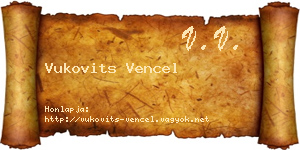 Vukovits Vencel névjegykártya